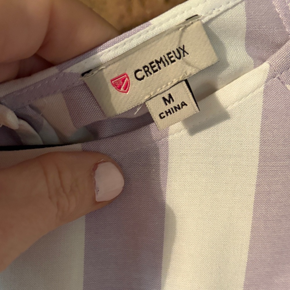 Cremieux Light Purple and White Striped Flutter Sleeve Top - Picture 4 of 9